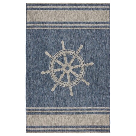 Palacedesigns 8 x 9 ft. Navy Ship Helm Indoor & Outdoor Area Rug - Navy - 8' x 9' PA3102022